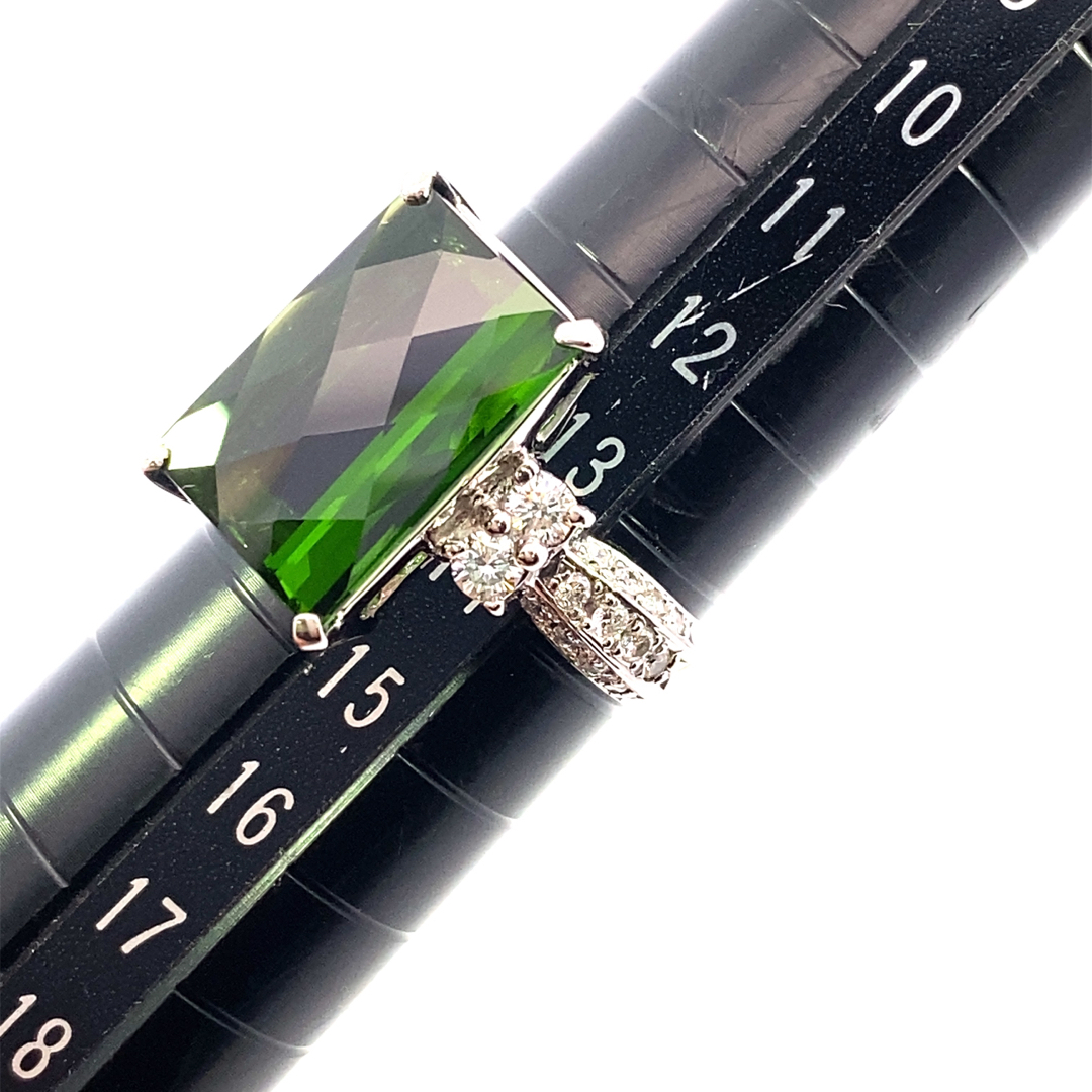 【JC4493】Pt900 天然トルマリン ダイヤモンド リング レディースのアクセサリー(リング(指輪))の商品写真