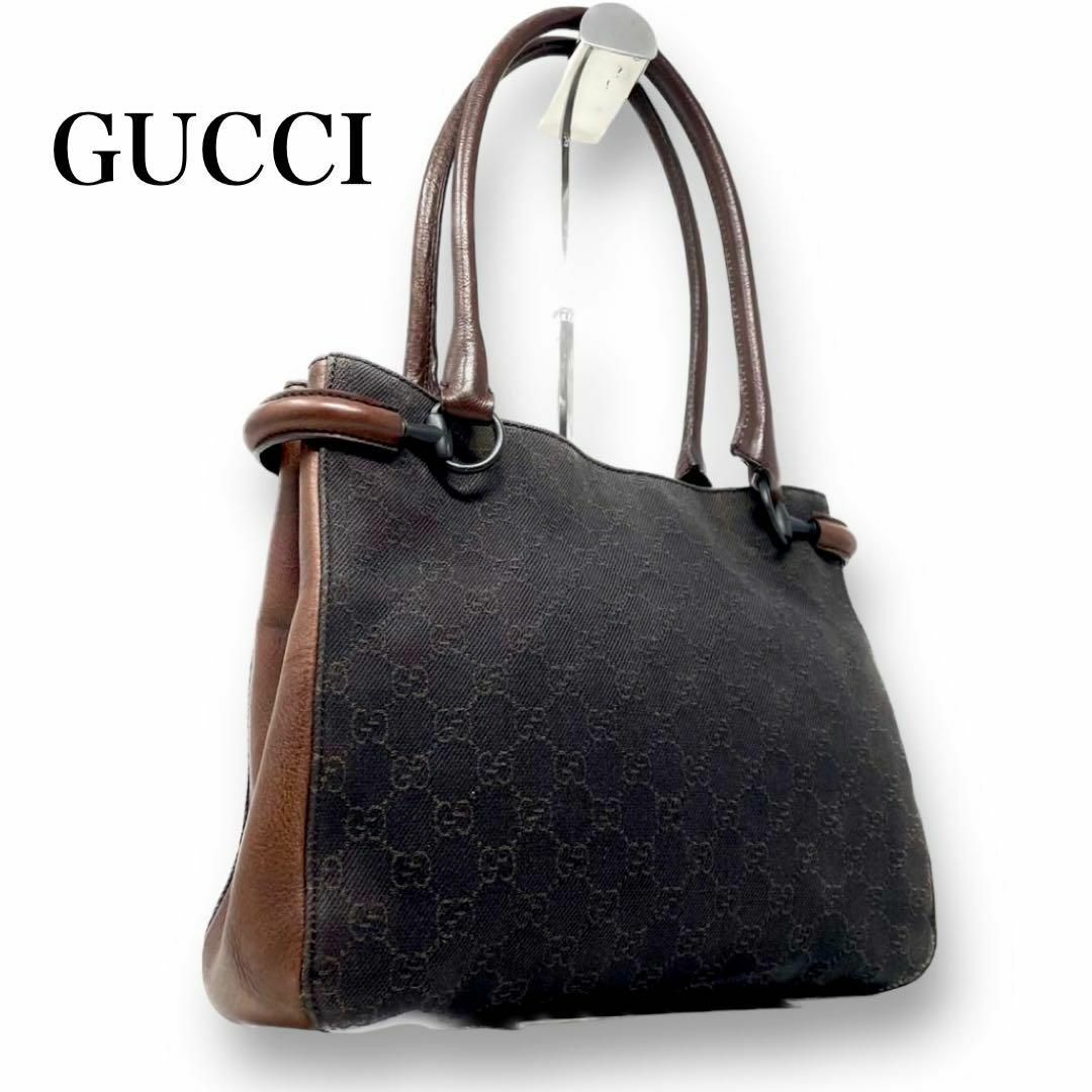 Gucci(グッチ)の【美品】グッチ トートバッグ 肩掛け ホースビット GG柄 レザー キャンバス レディースのバッグ(トートバッグ)の商品写真