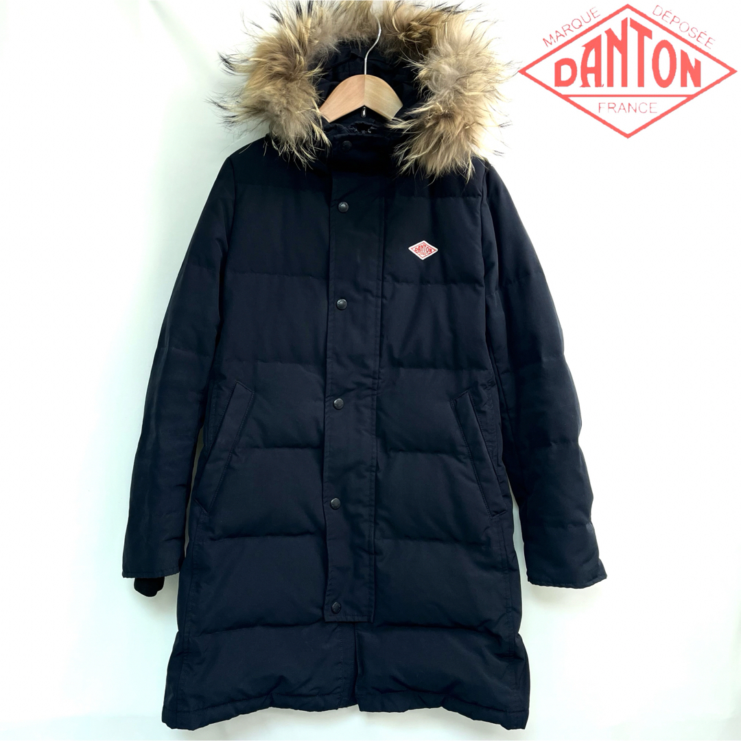 DANTON(ダントン)のDANTON ラクーンファー フード付き 2WAY ダウンコート 34 ネイビー レディースのジャケット/アウター(ダウンコート)の商品写真