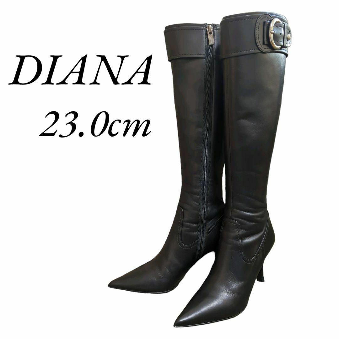 大人気✨️ DIANA ブーツ ベルト付き ポインテッドトゥ ブラック 23.5