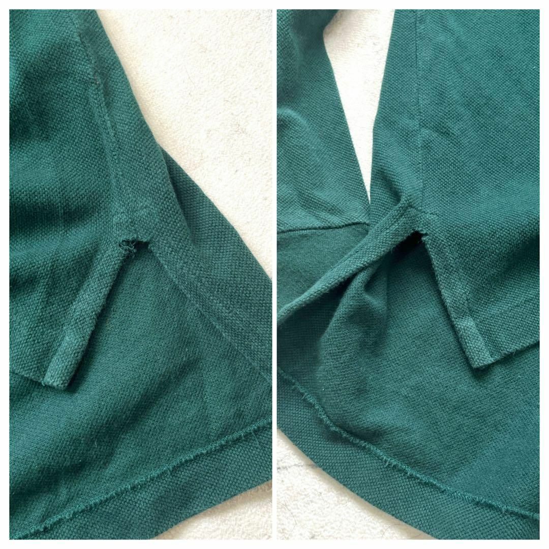 【90s ポロ ラルフローレン】XXL 刺繍ロゴ 長袖 ポロシャツ 緑グリーン メンズのトップス(ポロシャツ)の商品写真