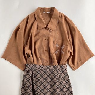 ロキエ(Lochie)のused レトロ 風車 デザイン シャツ 古着 ヴィンテージ vintage(シャツ/ブラウス(半袖/袖なし))