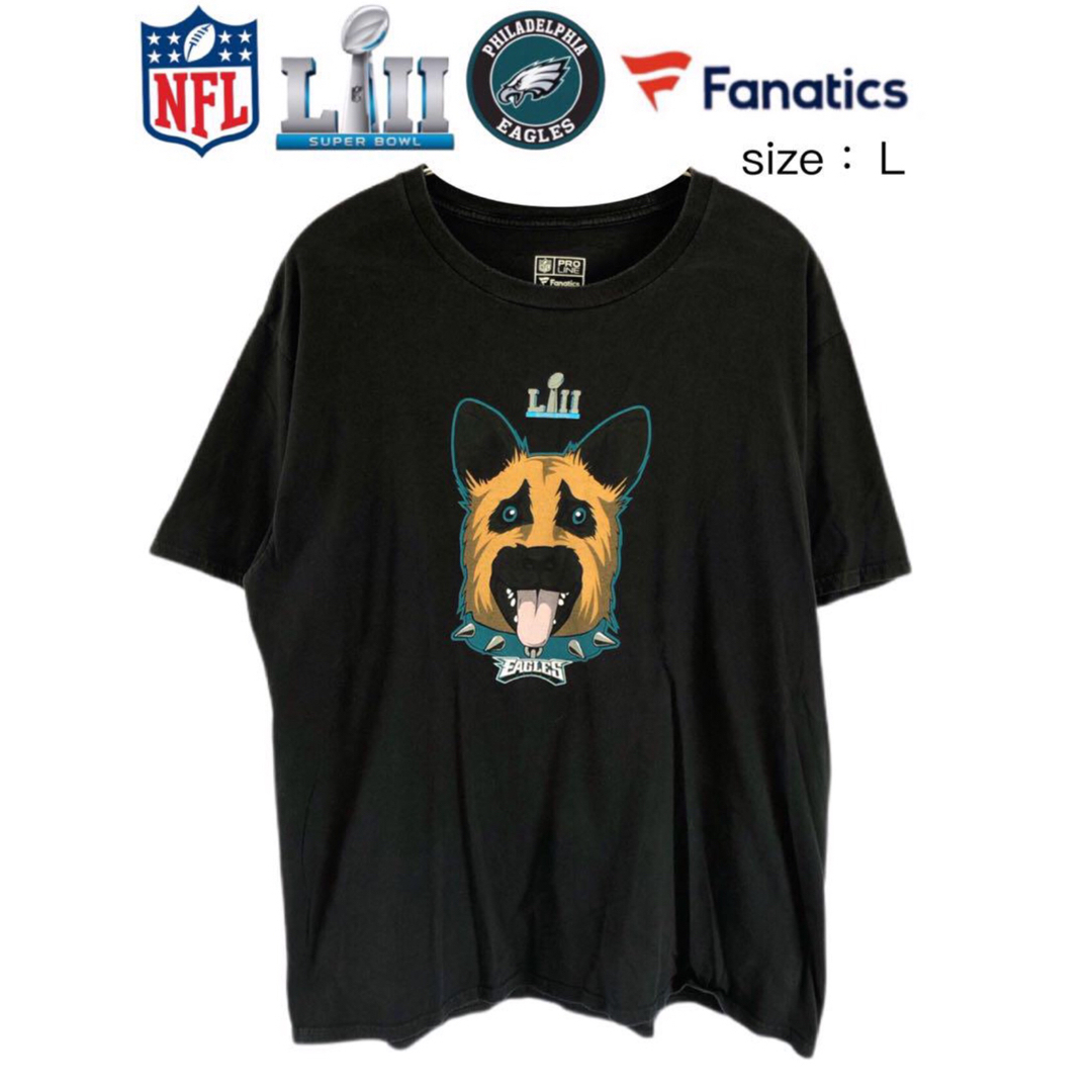 fanatic(ファナティック)のNFL　2018スーパーボール　イーグルス　Tシャツ　L　黒　USA古着 メンズのトップス(Tシャツ/カットソー(半袖/袖なし))の商品写真