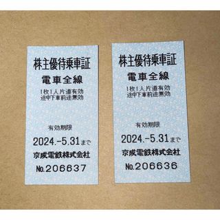 ケイセイ(KEISEI)の株主優待乗車証　京成電鉄株式会社　2枚　有効期限2024.5.31まで(鉄道乗車券)