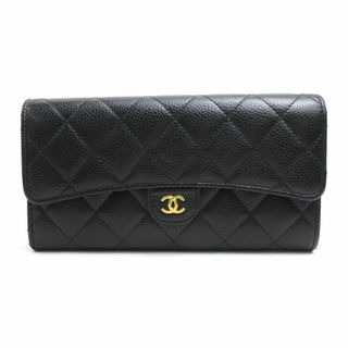 シャネル(CHANEL)のシャネル CHANEL 長財布 マトラッセ キャビアスキンレザー ブラック ゴールド ユニセックス 送料無料【中古】 99767f(財布)