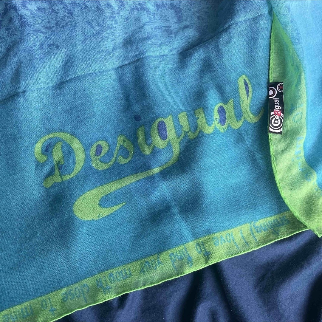 DESIGUAL(デシグアル)のDesigual  デシグアル 大判 スカーフ ブルー グリーン 青 緑 レディースのファッション小物(バンダナ/スカーフ)の商品写真