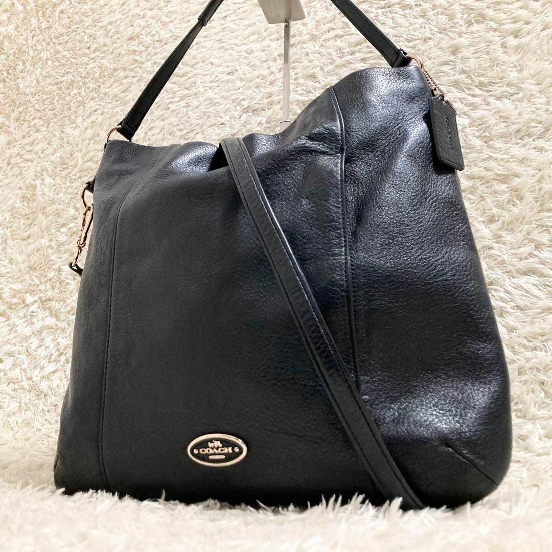 COACH - 美品 コーチ ショルダーバッグ ホーボー 2way 黒 トートバッグ ...