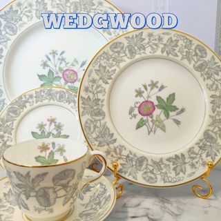 ウェッジウッド(WEDGWOOD)の美品★ウエッジウッド ワイルドフラワー 紅茶 皿 食器 カップ ソーサー 希少品(食器)