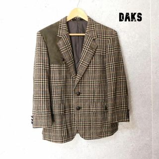 ダックス(DAKS)の美品 DAKS グレンチェック柄 エルボーパッチ 2B テーラードジャケット(テーラードジャケット)