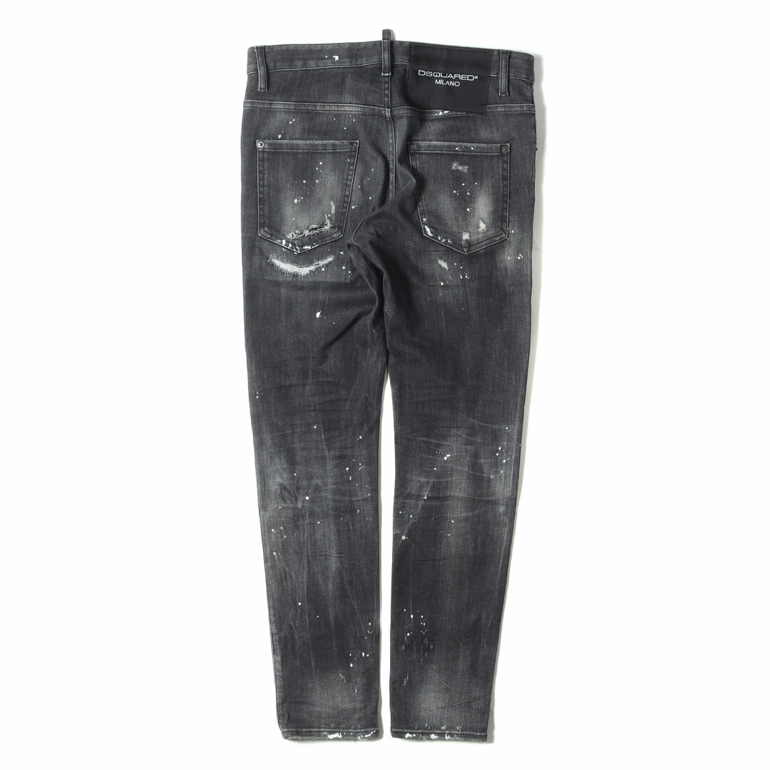 DSQUARED2 ディースクエアード デニムパンツ サイズ:44 21AW ヴィンテージ加工 ストレッチ スケーター ジーンズ Skater  Jean S74LB0997 ブラック デニム ペイント ダメージ リペア ボトムス ズボン ジーパン【メンズ】【中古】