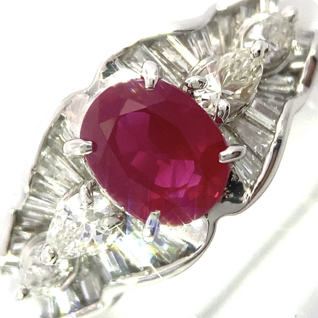 【JC4865】Pt900 ビルマ産 天然ルビー ダイヤモンド リング レディースのアクセサリー(リング(指輪))の商品写真