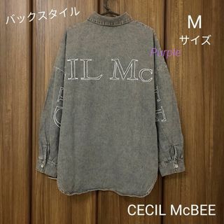 セシルマクビー(CECIL McBEE)の【未使用】セシルマクビー バックロゴ刺繍デニムシャツ／ブラック(シャツ/ブラウス(長袖/七分))