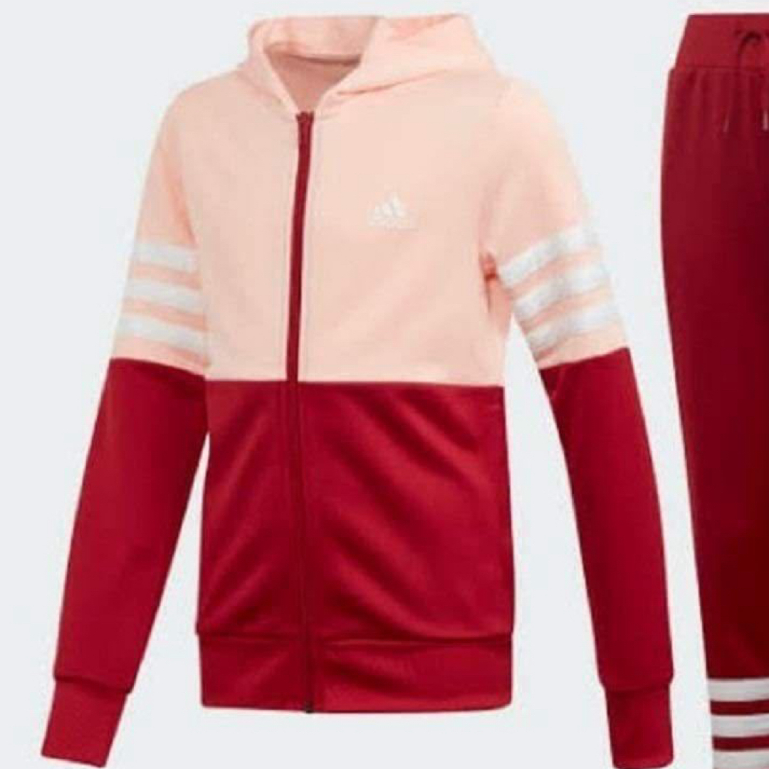 adidas(アディダス)の【レッド】アディダス フード付きパーカー ジャージ上 キッズ/ベビー/マタニティのキッズ服男の子用(90cm~)(ジャケット/上着)の商品写真