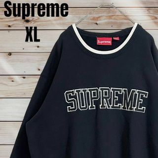 《希少カラー》シュプリーム supreme☆スウェット XL 刺繍ロゴ 黄緑色