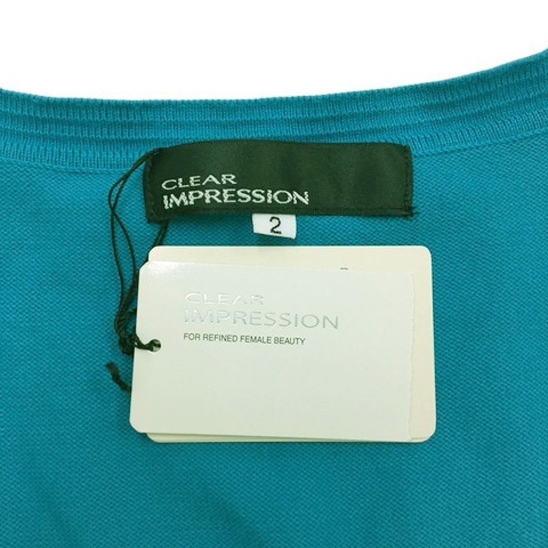 CLEAR IMPRESSION(クリアインプレッション)のクリアインプレッション カットソー ニット プルオーバー 無地 半袖 2 青 レディースのトップス(カットソー(半袖/袖なし))の商品写真