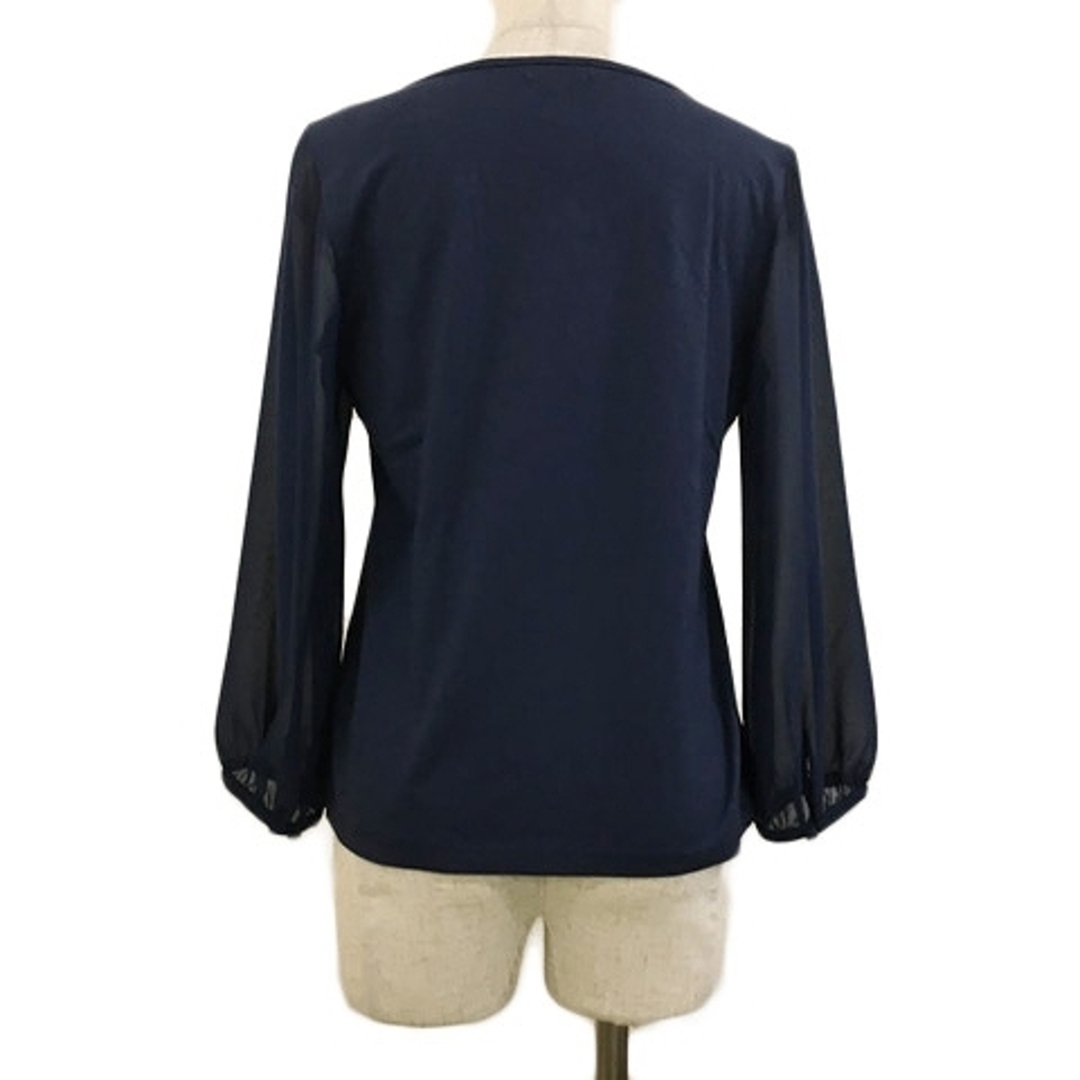 SCAPA(スキャパ)のスキャパ ブラウス プルオーバー ラウンドネック シアー 長袖 38 紺 レディースのトップス(シャツ/ブラウス(長袖/七分))の商品写真