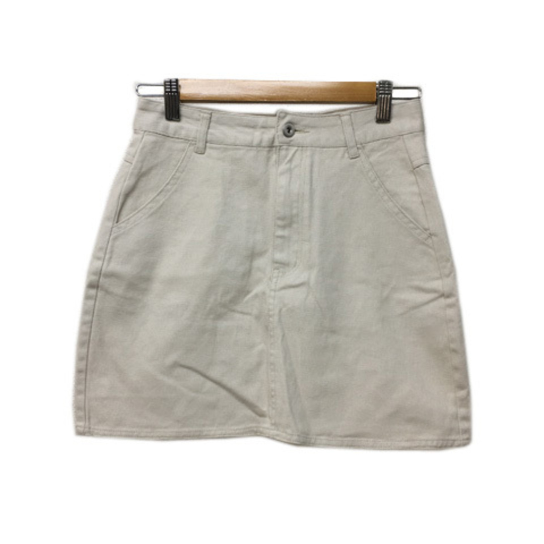 GRL(グレイル)のグレイル GRL スカート デニム 台形 ミニ M ベージュ 白 ホワイト レディースのスカート(ミニスカート)の商品写真