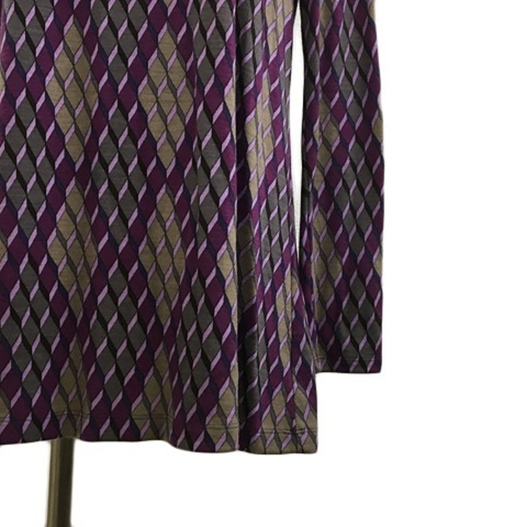 ROCHAS(ロシャス)のロシャス カットソー プルオーバー ビジュー 総柄 ウール 長袖 9 紫 茶 レディースのトップス(カットソー(長袖/七分))の商品写真
