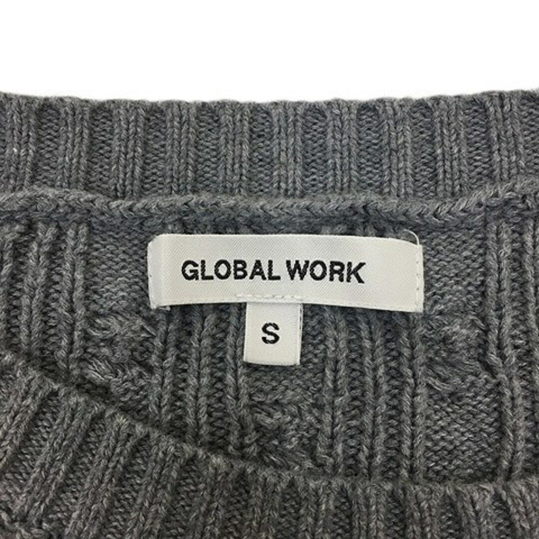 GLOBAL WORK(グローバルワーク)のグローバルワーク カットソー ニット 切替 杢 ボーダー 長袖 S グレー 黒 レディースのトップス(カットソー(長袖/七分))の商品写真