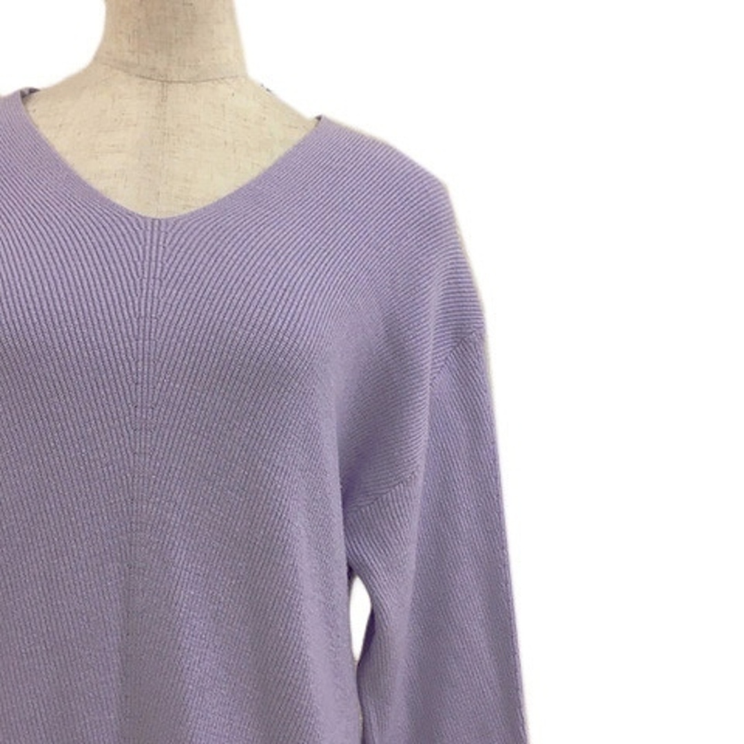 THE SHOP TK(ザショップティーケー)のザショップティーケー セーター ニット リブ 無地 ラメ 長袖 M 紫 レディースのトップス(ニット/セーター)の商品写真