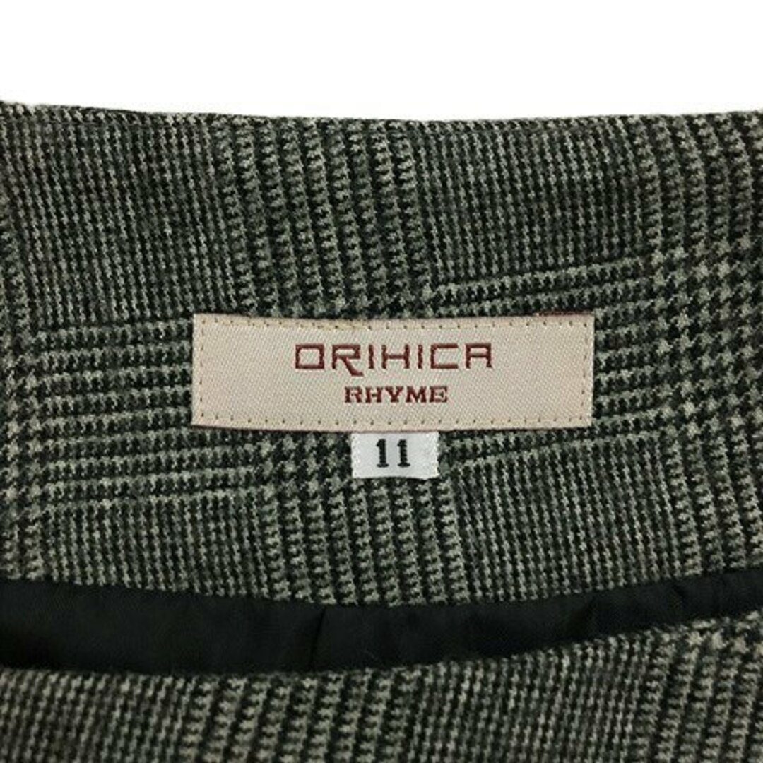 ORIHICA(オリヒカ)のオリヒカ スカート 台形 ひざ丈 グレンチェック ウール 11 グレー 白 レディースのスカート(ひざ丈スカート)の商品写真