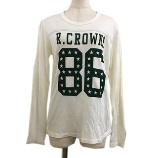 ロデオクラウンズ(RODEO CROWNS)のロデオクラウンズ Tシャツ カットソー ロンT プリント 長袖 S 白 緑(Tシャツ(長袖/七分))