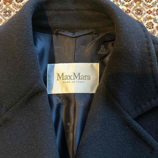 マックスマーラ(Max Mara)のマックスマーラ　白タグ　コート　ネイビー(ロングコート)