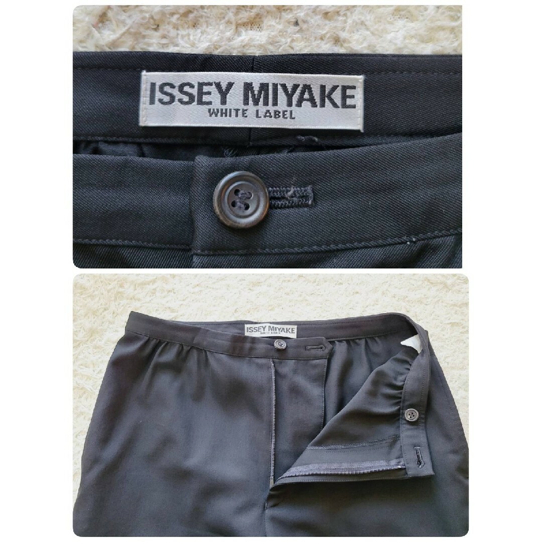 ISSEY MIYAKE(イッセイミヤケ)の【希少】イッセイミヤケホワイトレーベル　ストレート　ワイドパンツ　ブラック　2 レディースのパンツ(カジュアルパンツ)の商品写真