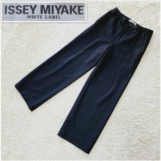 イッセイミヤケ(ISSEY MIYAKE)の【希少】イッセイミヤケホワイトレーベル　ストレート　ワイドパンツ　ブラック　2(カジュアルパンツ)