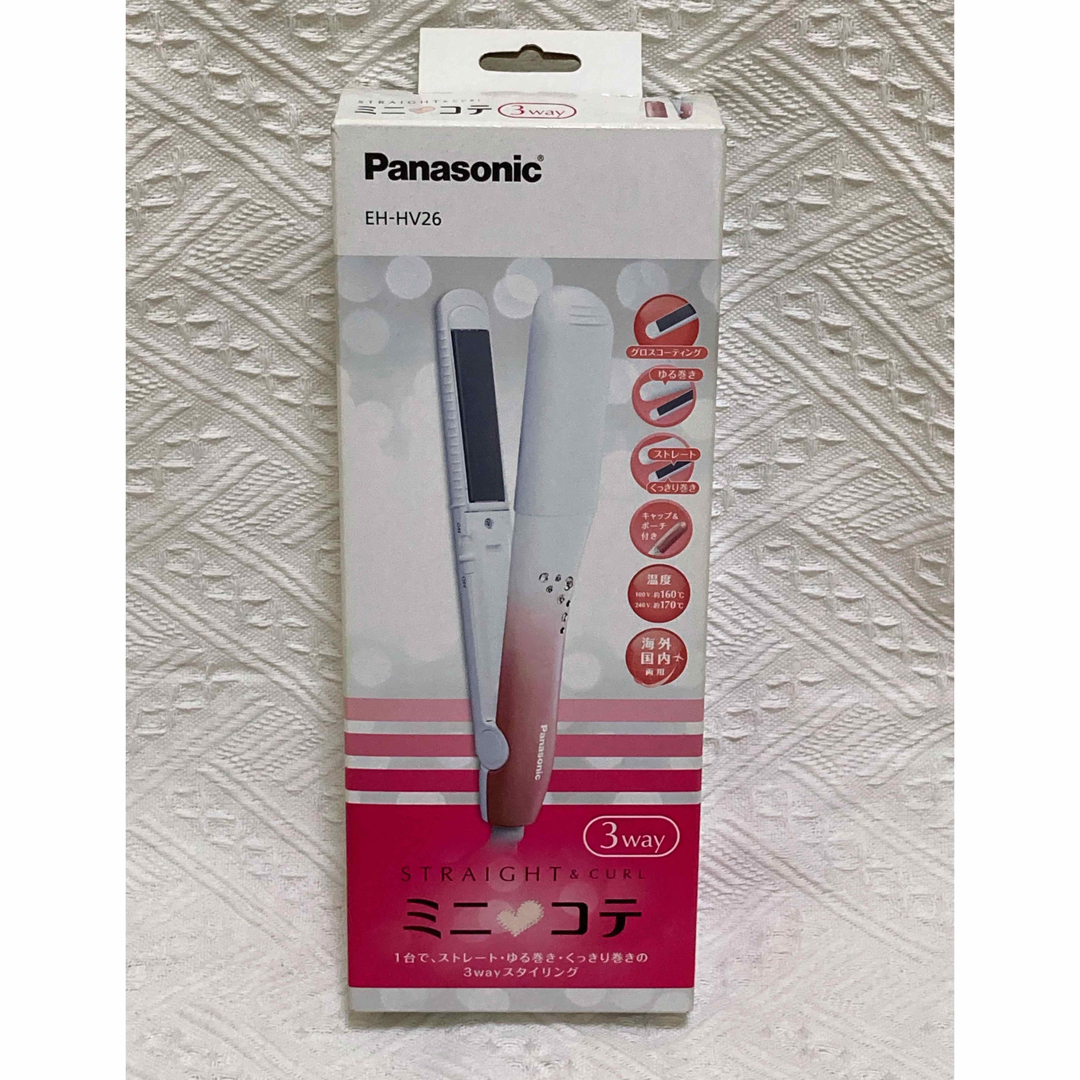 Panasonic(パナソニック)のPanasonic コンパクトアイロン ミニコテ 3Way EH-HV26-PP スマホ/家電/カメラの美容/健康(ヘアアイロン)の商品写真