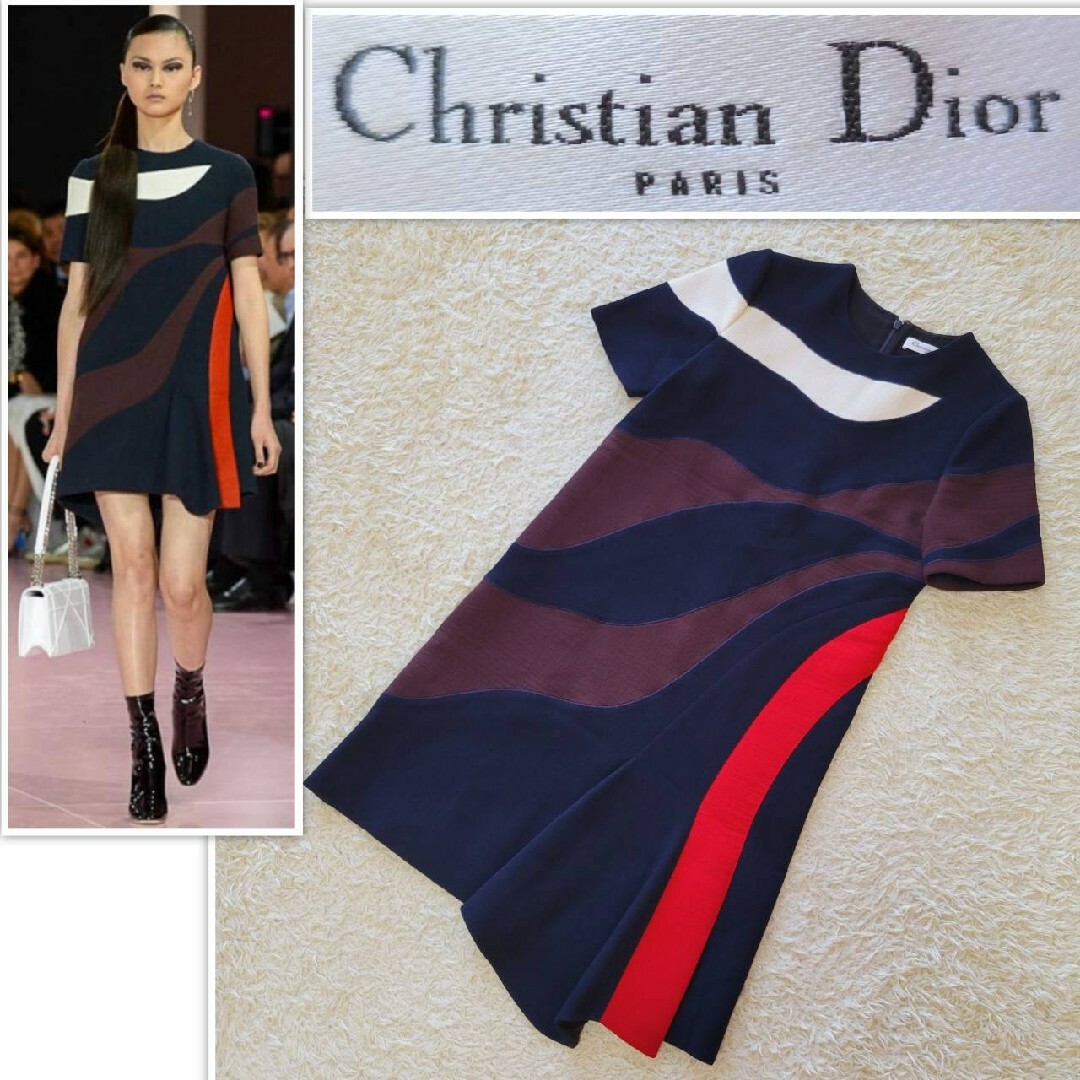 ChristianDior【希少☆名作】ラフシモンズ期　ランウェイ　ディオール　アシンメトリー　ワンピース