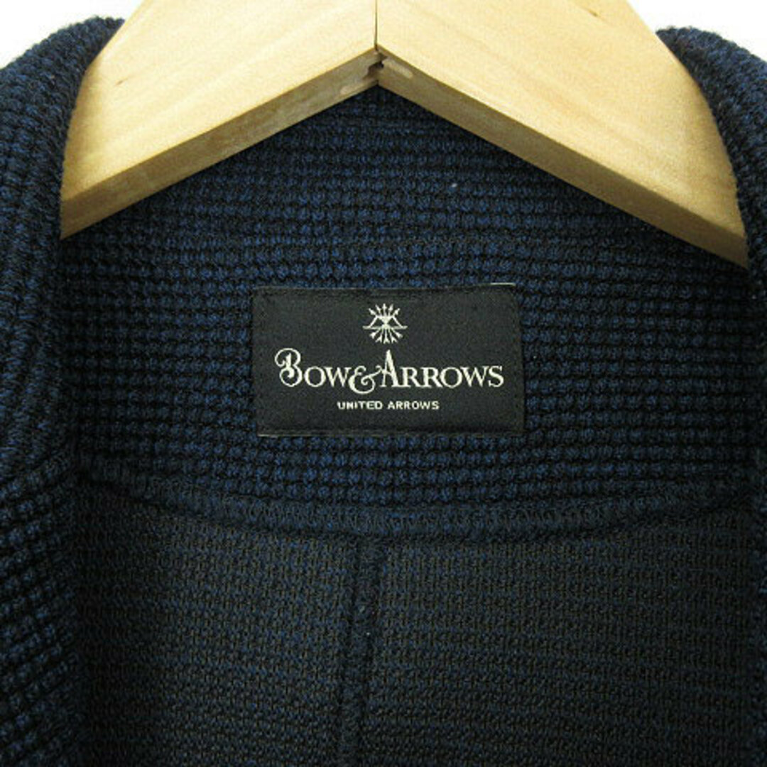 UNITED ARROWS(ユナイテッドアローズ)のBOW & ARROWS 2B ウール混 ニット テーラードジャケット 紺  L メンズのジャケット/アウター(テーラードジャケット)の商品写真