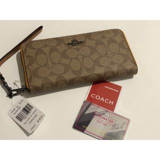 コーチ(COACH)のCOACH  コーチ　長財布　新品　ブラウン　イエロー　c4452(財布)