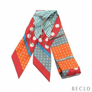 エルメス(Hermes)のツイリー Clic-Clac a Pois リボン スカーフ シルク オレンジ マルチカラー(バンダナ/スカーフ)