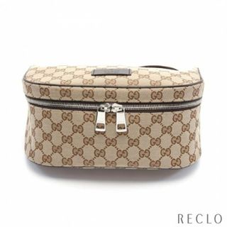 グッチ(Gucci)のGGキャンバス ボディバッグ ウエストバッグ キャンバス レザー ベージュ ダークブラウン(ボディバッグ/ウエストポーチ)