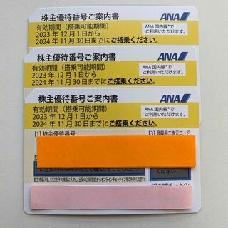 エーエヌエー(ゼンニッポンクウユ)(ANA(全日本空輸))のANA株主優待券 3枚　2024年11月30日迄(その他)