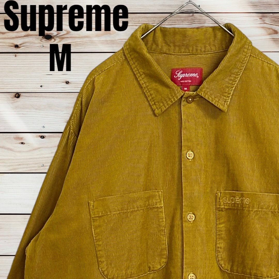 supreme コーデュロイシャツ クラシックロゴ