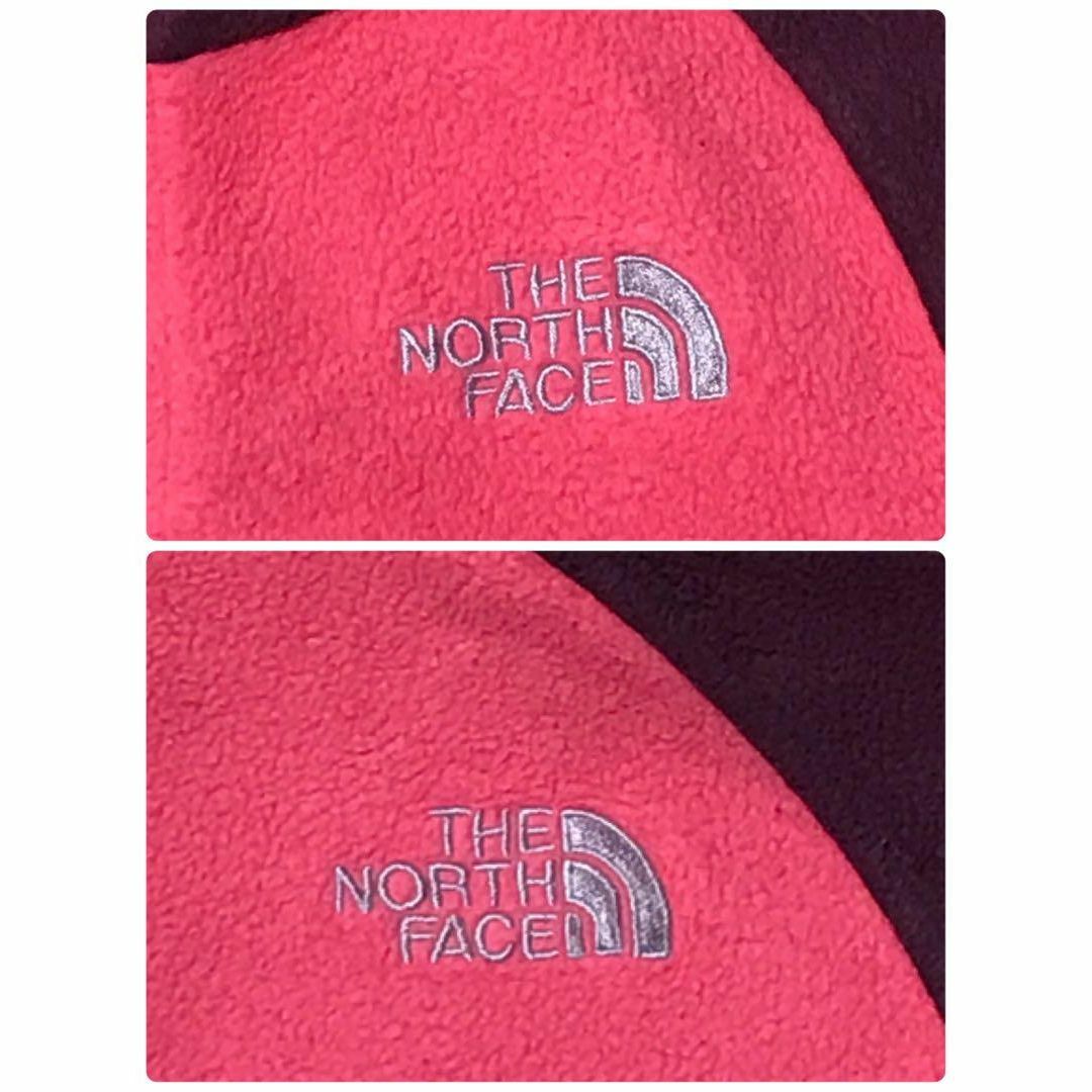 THE NORTH FACE(ザノースフェイス)の【バイカラー】ノースフェイス 銀色刺繍入りフリース ピンク あったかK696 レディースのトップス(その他)の商品写真