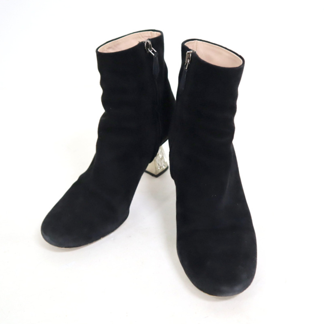 miumiu(ミュウミュウ)の【MIUMIU】ミュウミュウ ショートブーツ 23.5cm(36 1/2) スエ　ード×ブラック×ビジュー/br3194tg レディースの靴/シューズ(ブーツ)の商品写真