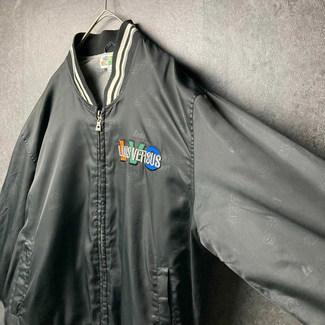 ジャケット　ジャンパー　黒　M 背面刺繍　アニマルキャラ　リブ　ビンテージ感 メンズのジャケット/アウター(スタジャン)の商品写真