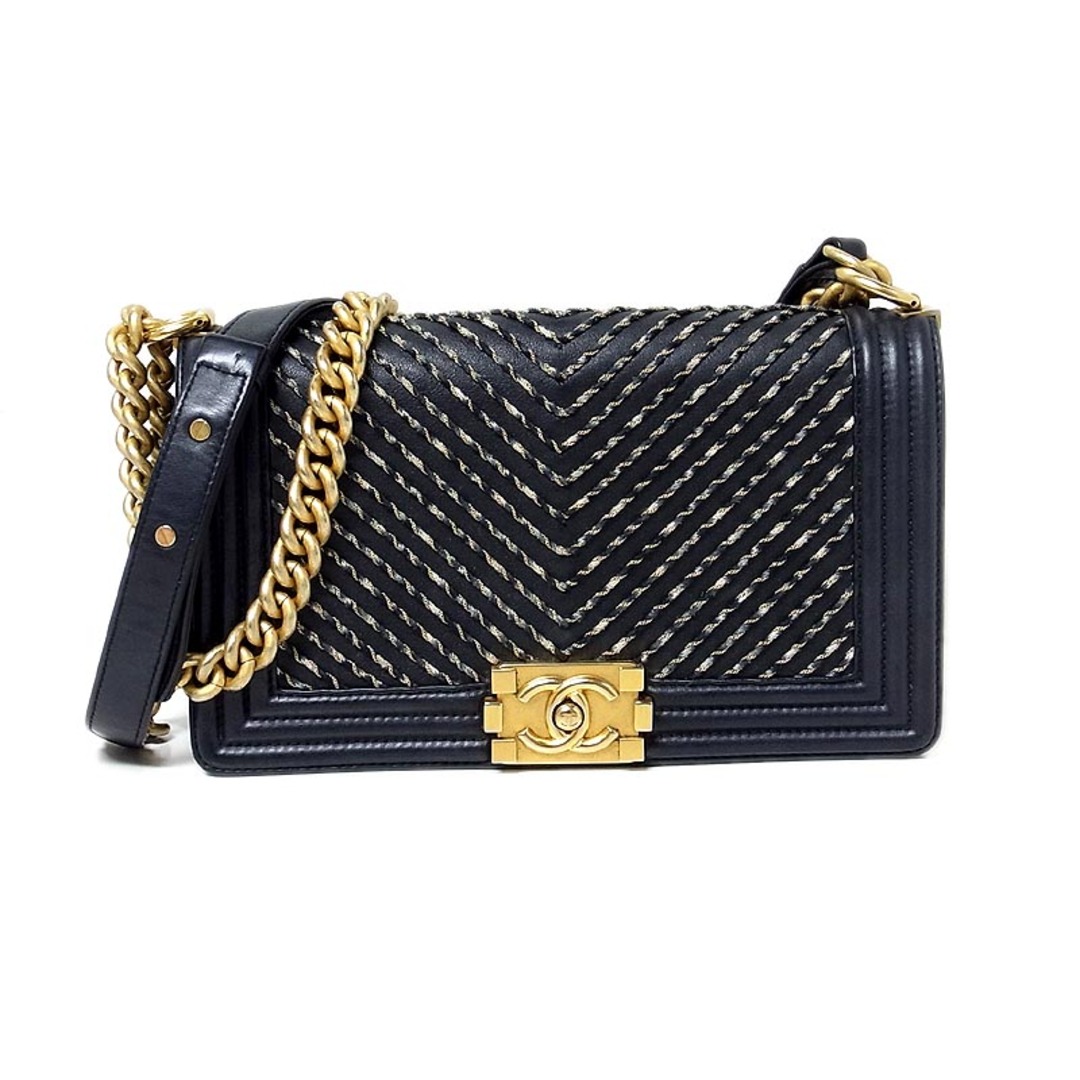 シャネル CHANEL ボーイシャネル チェーン ショルダーバッグ ブラック  ラムレザー レディース ショルダーバッグ約7cmショルダー