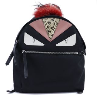 フェンディ(FENDI)の【FENDI】フェンディ バグズバッグ モンスター 8BZ035-7ZP ナイロン 黒 レディース リュック・デイパック(リュック/バックパック)