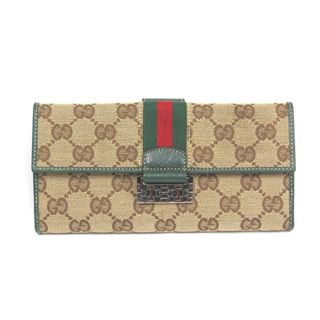 極美品】GUCCI ラウンド長財布 シェリーライン GGキャンバス ウェブ-