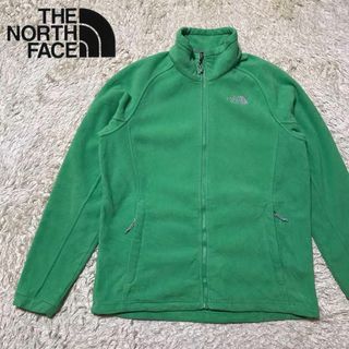 ザノースフェイス(THE NORTH FACE)の【美品】ノースフェイス 銀色刺繍ロゴ入りフリース あったか素材 黄緑K687(その他)