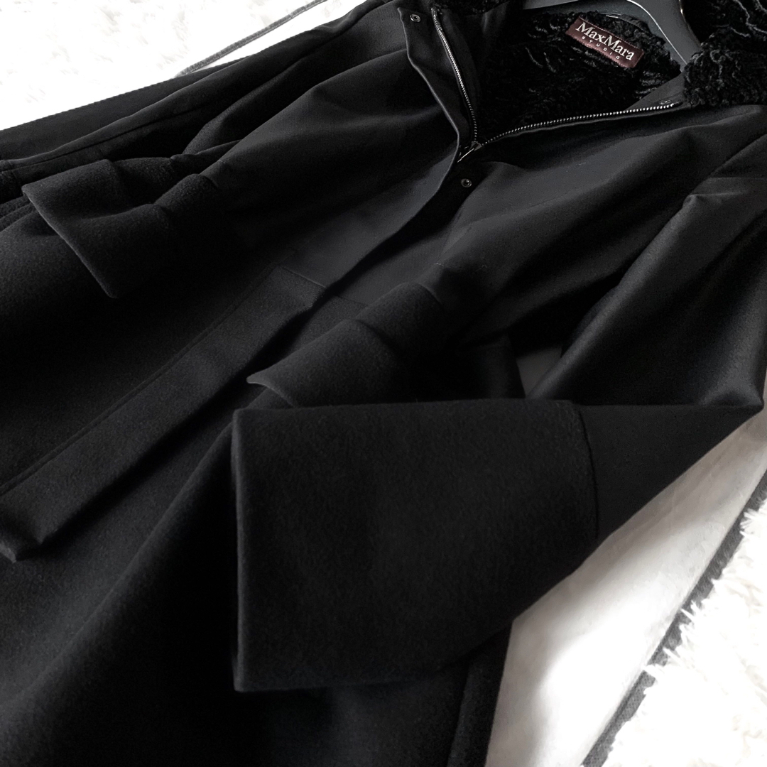 極綺麗‼️マックスマーラ 艶感美しいクチートアマーノ シルクカシミヤ フードコート