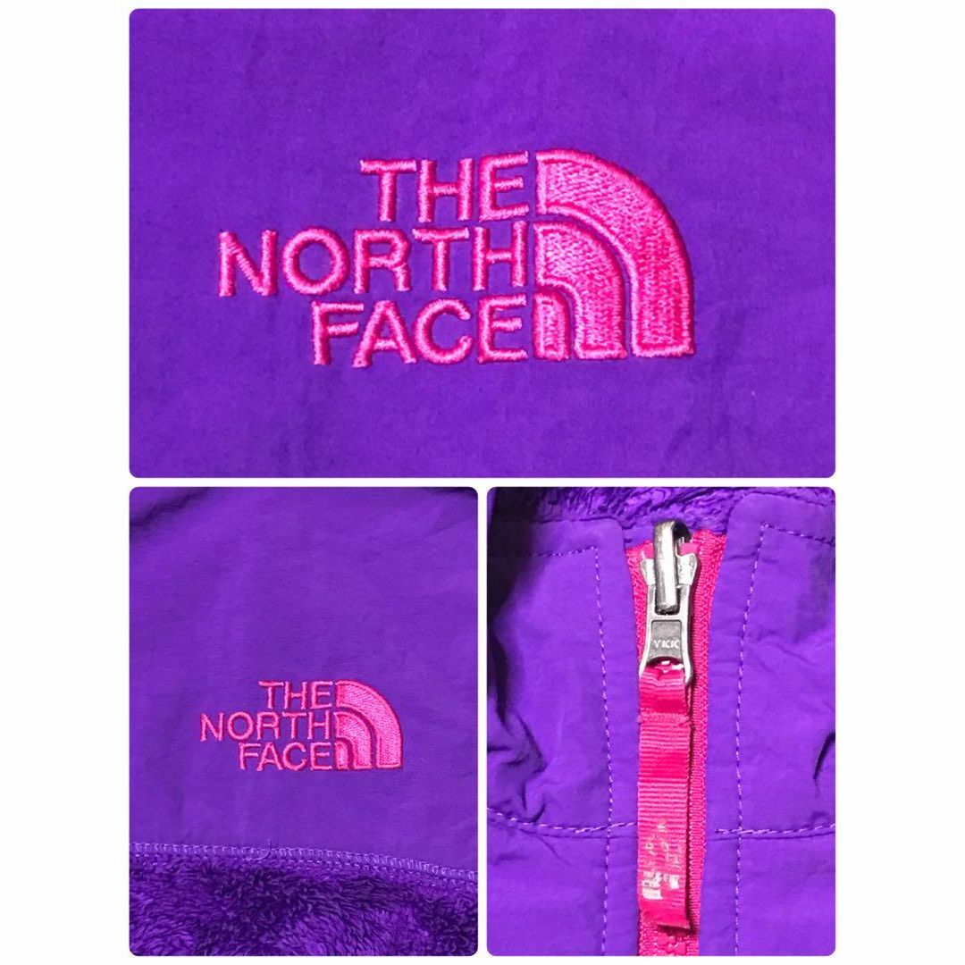 THE NORTH FACE(ザノースフェイス)の【ピンク刺繍】ノースフェイス ボアフリース あったか素材 パープルK686 キッズ/ベビー/マタニティのキッズ服女の子用(90cm~)(ジャケット/上着)の商品写真