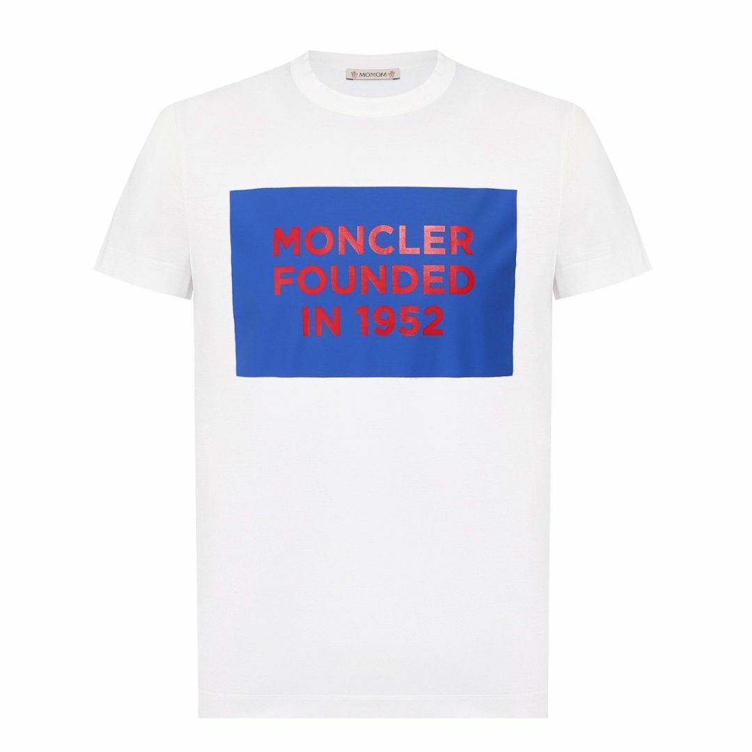 送料無料 146 MONCLER ホワイト ロゴ クルーネック 半袖 Tシャツ 8C74610 8390Y size XL約700センチ袖丈