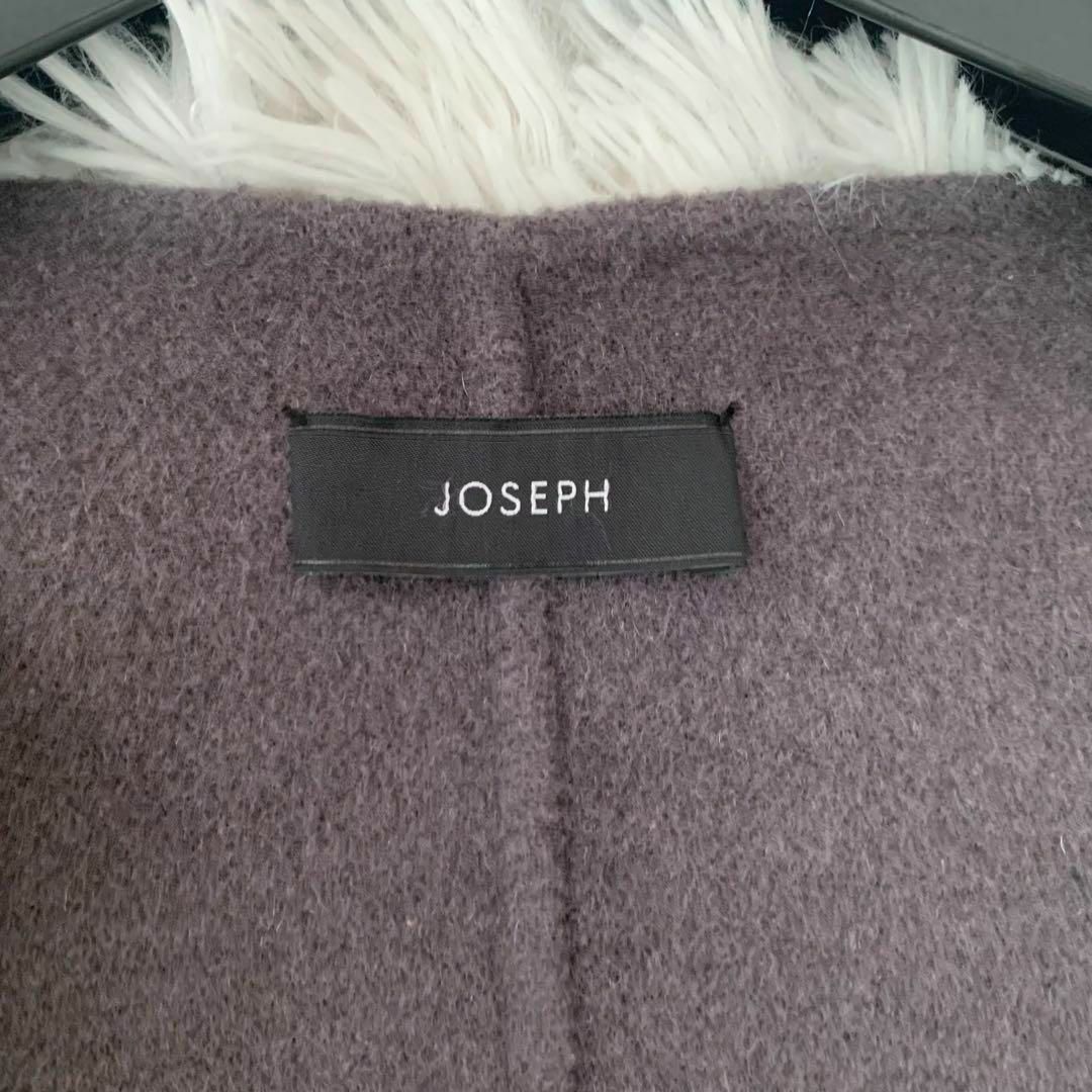 JOSEPH(ジョゼフ)の【美品】ジョゼフ ロングコート カシミヤ ノーカラー ベルテッド グレー M レディースのジャケット/アウター(ロングコート)の商品写真