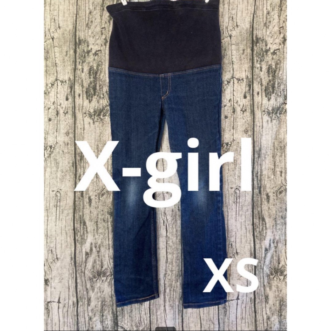 X-girl(エックスガール)のマタニティ　エックスガール　ネクストステージ　スキニーデニム　XSわ キッズ/ベビー/マタニティのマタニティ(マタニティボトムス)の商品写真