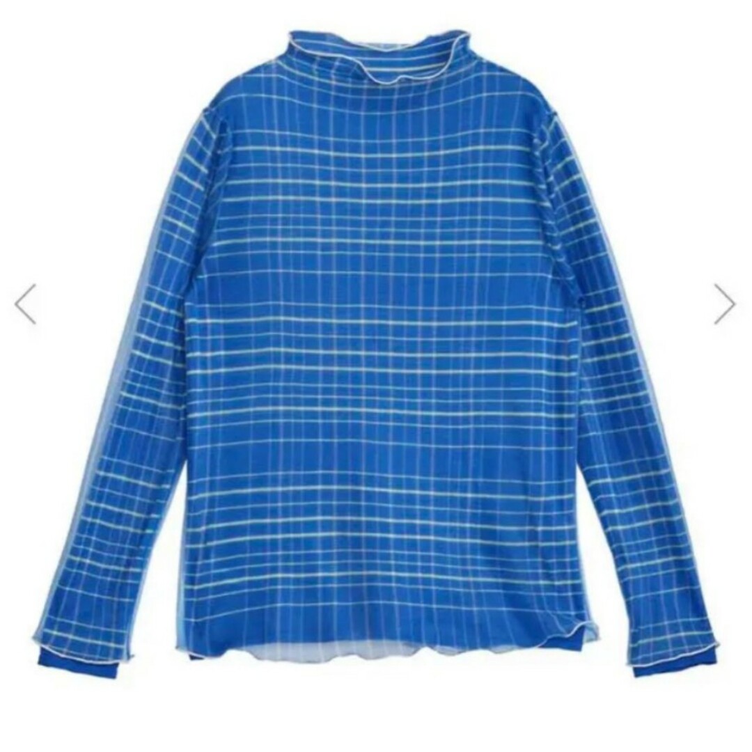 AMERI SIMPLE DOUBLE COLOR CHECK TOP ブルー